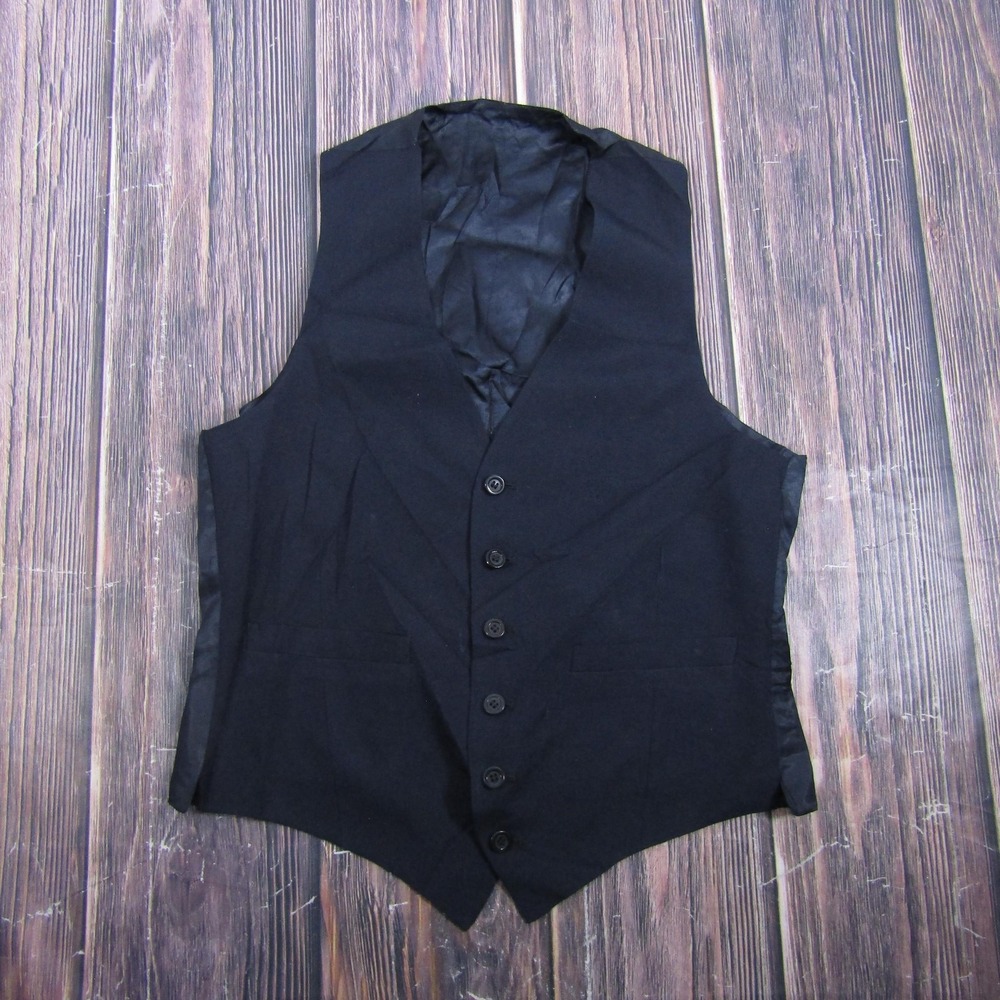 Suit Vest Mens M Black Solid 3 Piece Belted Formal Waistcoat Business Wedding